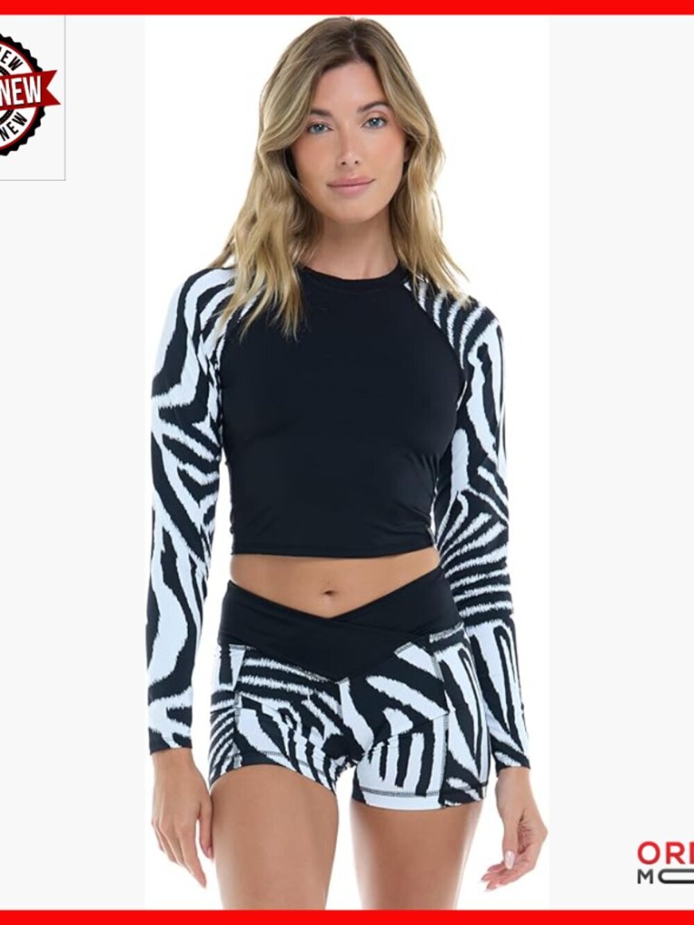 Women's Long Sleeve Crop Top Rashguard UPF 50 Surf Swim Shirt